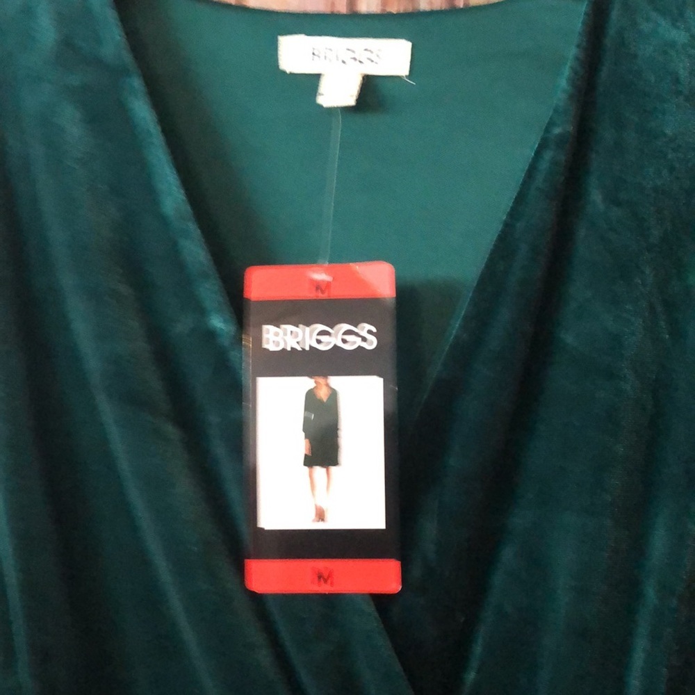 Briggs Long Sleeve Green Velvet V-Neck Midi Dress - Picture 4 of 7